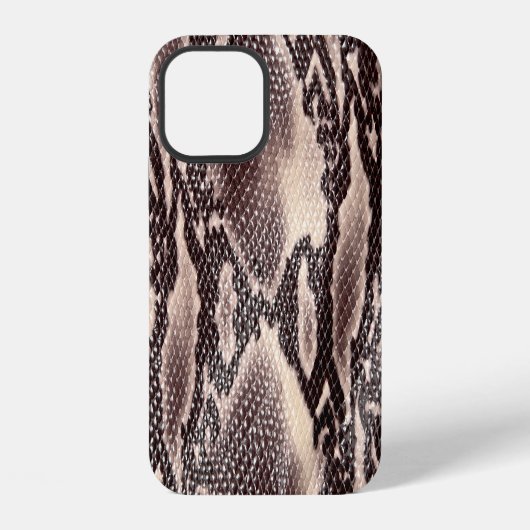 Coque iPhone 12 Cuir de serpent : texture marron sans couture (Verso)
