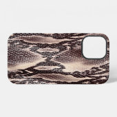 Coque iPhone 12 Cuir serpent : texture brune transparente (Verso Horizontal)