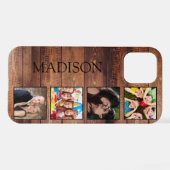 Coque iPhone 12 Custom Family Photo Collage Reclaimed Wood (Verso Horizontal)