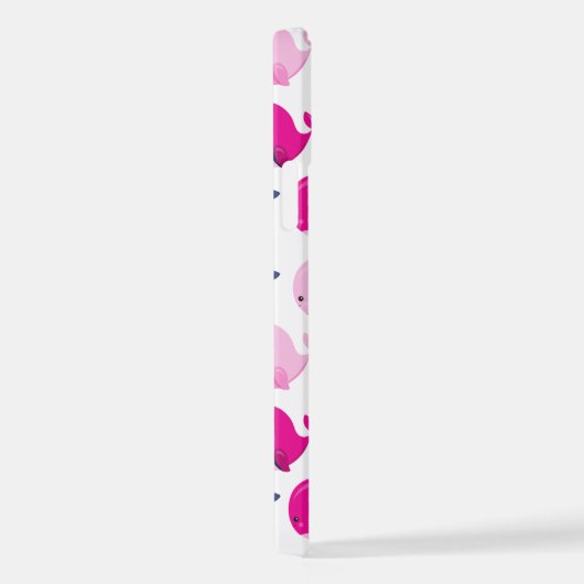 Coque iPhone 12 Cute Whales, Pattern of Whales, Sea Animals (Côté droit)