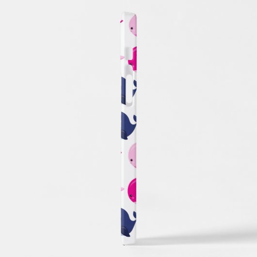 Coque iPhone 12 Cute Whales, Pattern of Whales, Sea Animals (Côté gauche)