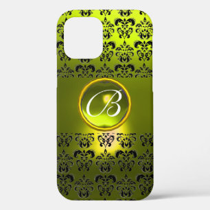 Coque iPhone 12 DAMASK GEM MONOGRAS Jaune