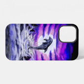 Coque iPhone 12 Dauphin au clair de lune (Verso Horizontal)