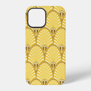 Coque iPhone 12 Déco Majesté : Tapisserie en plumes de paon doré