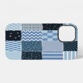 Coque iPhone 12 Décor de courtepointe, patchwork géométrique, tons (Verso Horizontal)