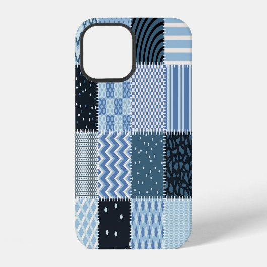 Coque iPhone 12 Décor de courtepointe, patchwork géométrique, tons (Verso)