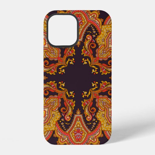 Coque iPhone 12 décoration textile classique impression numérique (Verso)