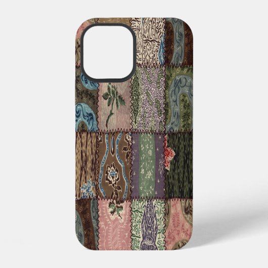 Coque iPhone 12 Découpe à patchwork, texture 3D. (Verso)