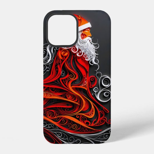 Coque iPhone 12 Découpe de papier complexe de Père Noël (Verso)