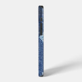Coque iPhone 12 Denim Urbain : Patchwork rayé déchiré. (Côté gauche)
