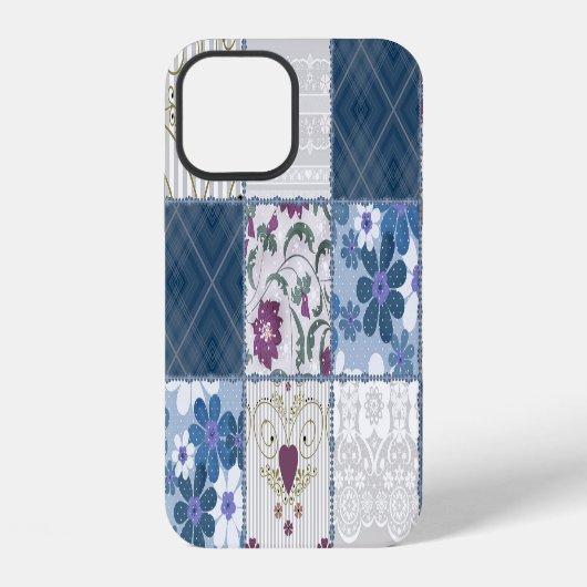 Coque iPhone 12 Dentelle florale : Patchwork Arrière - plan sans c (Verso)