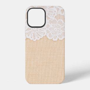 Coque iPhone 12 Dentelle ornemenale blanche sur tissu pour bordure