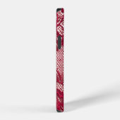 Coque iPhone 12 Dentelle rouge : textile jacquard élastique. (Côté droit)