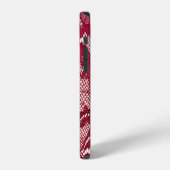 Coque iPhone 12 Dentelle rouge : textile jacquard élastique. (Côté gauche)
