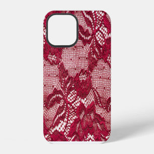 Coque iPhone 12 Dentelle rouge : textile jacquard élastique.