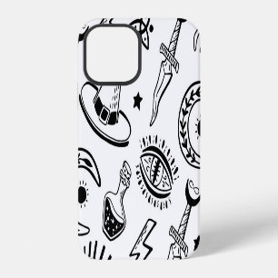 Coque iPhone 12 Dessin d'encre magique Motif sans couture