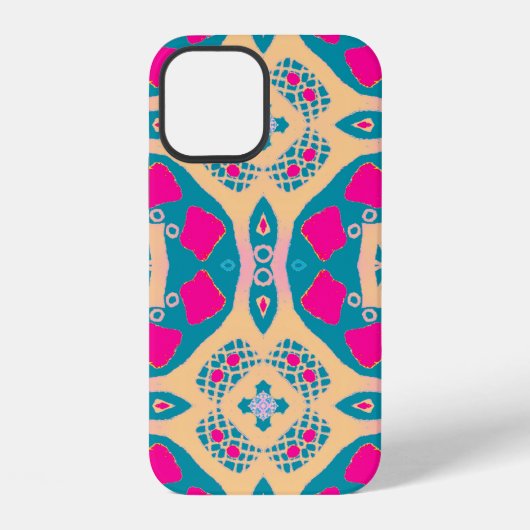 Coque iPhone 12 Dessin traditionnel. Répéter le patchwork péruvien (Verso)