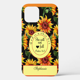 Coque iPhone 12 Dieu Est En Elle Elle Ne Tombera Pas Tournesol