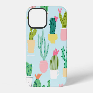 Coque iPhone 12 Diversité des cactus, vintage arrière - plan sans