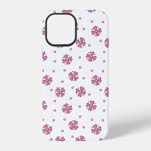 Coque iPhone 12 Doodle Daisies et Points (Verso)