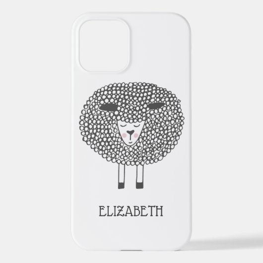 Coque iPhone 12 Doodle mouton Personnalisé (Verso)