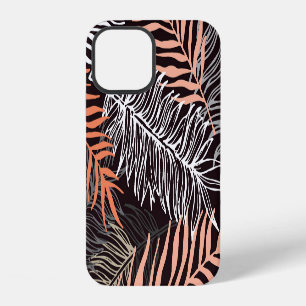 Coque iPhone 12 Doodle Palm : Motif Leafy Dessiné À La Main.