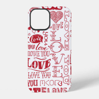 Coque iPhone 12 Doodles d'amour dessinés à la main