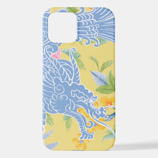 Coque iPhone 12 Dragon asiatique - Bleu sur pastel (Verso)