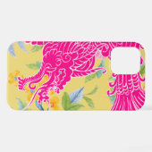 Coque iPhone 12 Dragon asiatique - Rose sur Pastel (Verso Horizontal)