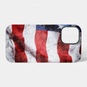Coque iPhone 12 Drapeau américain grunge (Verso Horizontal)