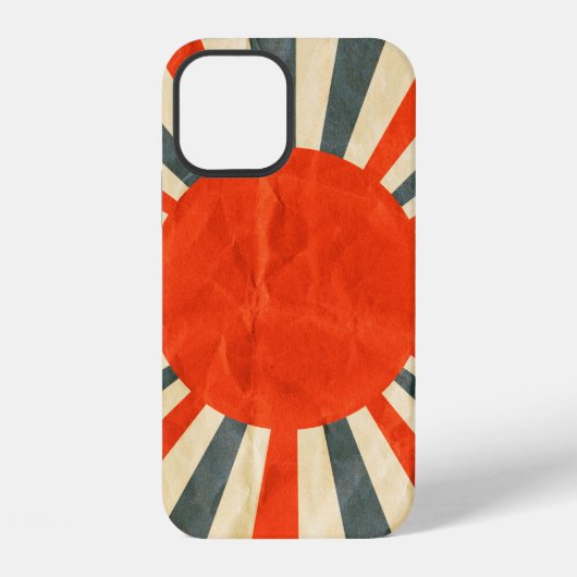 Coque iPhone 12 Drapeau du soleil rouge sur texture de papier, sty (Verso)