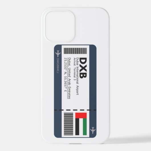 Coque iPhone 12 DXB Dubai Boarding Pass - Billet Dubai (Verso)