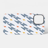 Coque iPhone 12 Éclair. Motif continu de décharges électriques. Ar (Verso Horizontal)