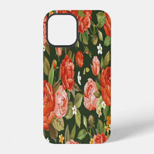Coque iPhone 12 Élégance de pivoine : papier peint floral graphiqu