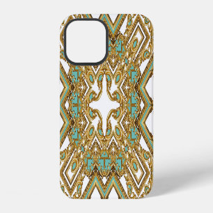 Coque iPhone 12 Elégant baroque doré, design ornemental.