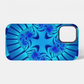 Coque iPhone 12 Élégant bleu clair fractal (Verso Horizontal)