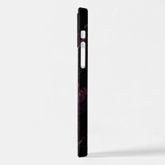 Coque iPhone 12 Élégant Monogramme floral foncé Nom du script (Côté gauche)