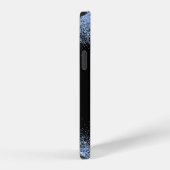 Coque iPhone 12 Élégant Monogramme noir Parties scintillant bleu c (Côté droit)