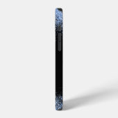 Coque iPhone 12 Élégant Monogramme noir Parties scintillant bleu c (Côté gauche)