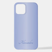 Coque iPhone 12 Élégant nom en métal brossé bleu (Verso)