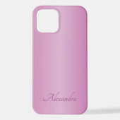 Coque iPhone 12 Élégant Nom en métal brossé violet (Verso)