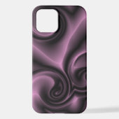 Coque iPhone 12 Élégant Psychédélique Purple Swirls Motif (Verso)