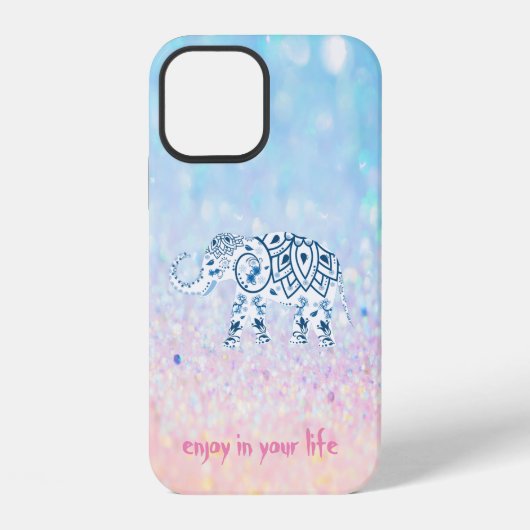 Coque iPhone 12 Élément de bokeh éléphant tendance cool (Verso)