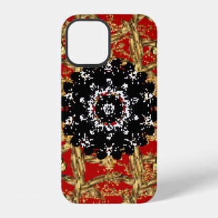 Coque iPhone 12 Élément doré sur fond rouge. Illustration vintage