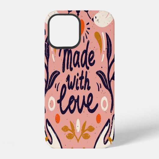 Coque iPhone 12 Éléments d'amour : composition rose vintage. (Verso)