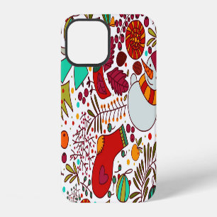 Coque iPhone 12 Éléments de Noël festifs design sans couture