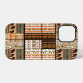 Coque iPhone 12 Éléphants Patchwork Africains : Texture Ornemental (Verso Horizontal)