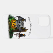 Coque iPhone 12 En attente d'Halloween, Bat mignonne et Corbeau (Verso Horizontal)