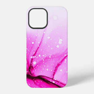 Coque iPhone 12 Encre d'alcool Glamour. Toile rouge douce. Papier