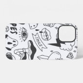 Coque iPhone 12 Ensemble de graffitis mignons gribouillés (Verso Horizontal)